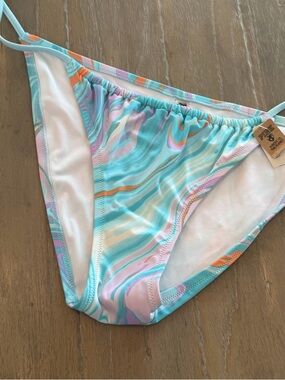 PINK Victoria's Secret Teal Pink Pastel Stripe Bikini bottom